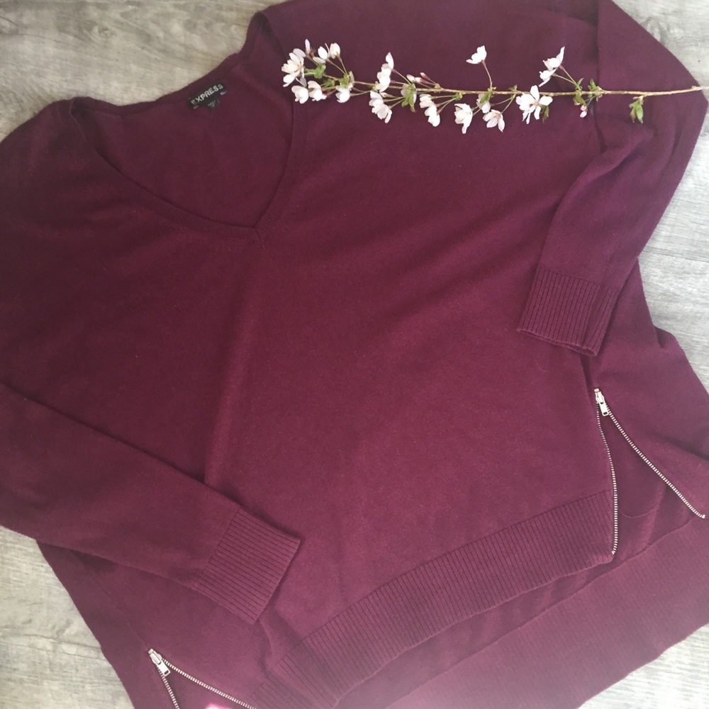 Express Plum sweater with Side Zipper details M